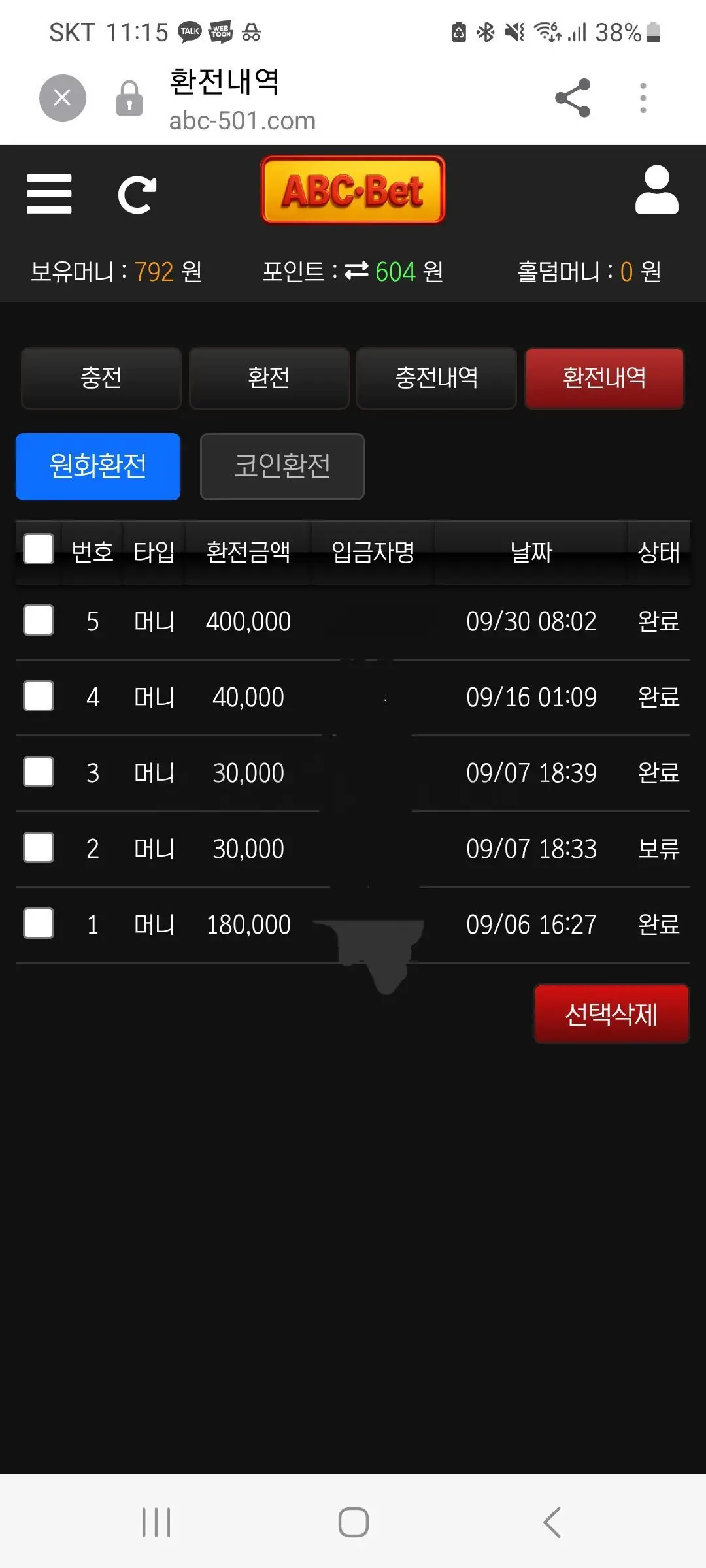 환전 인증사진