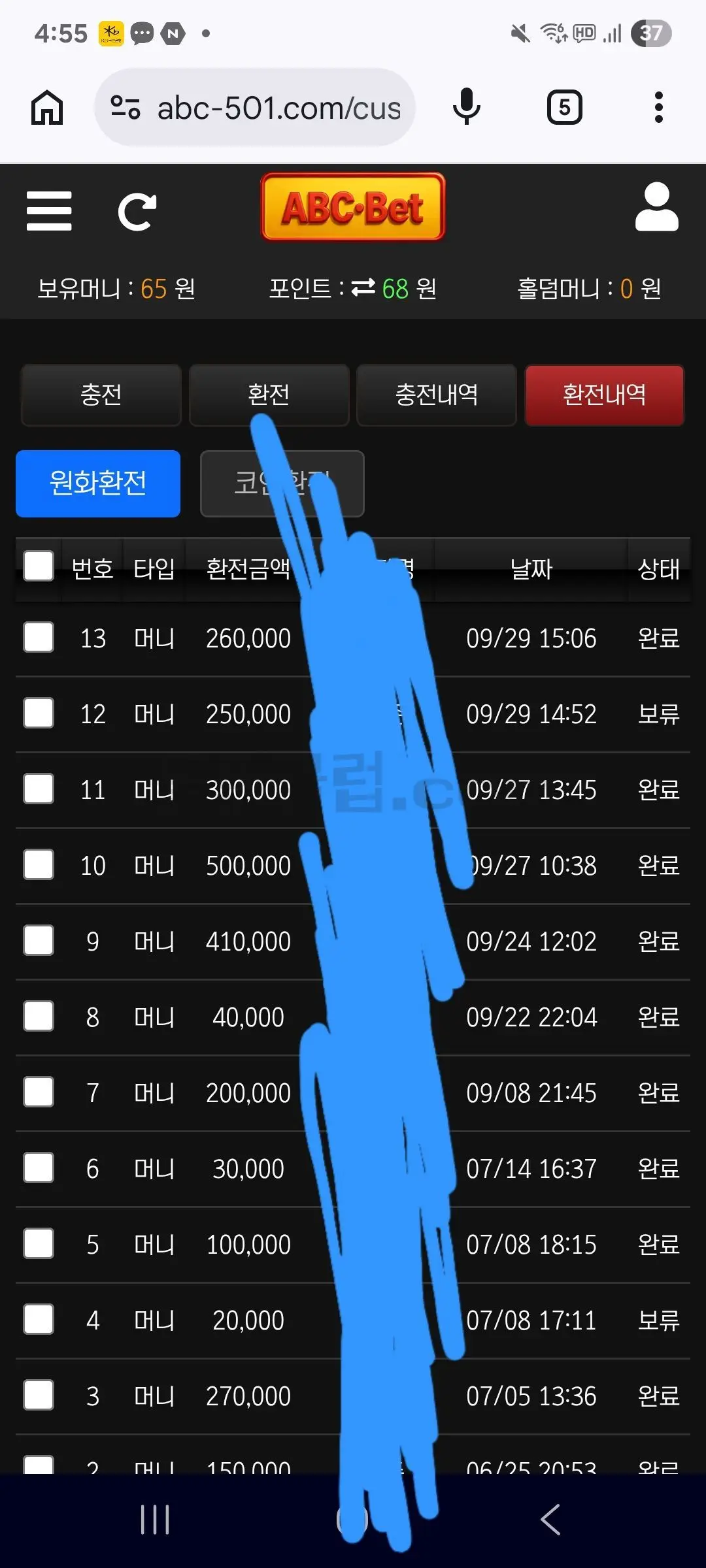 환전 인증사진