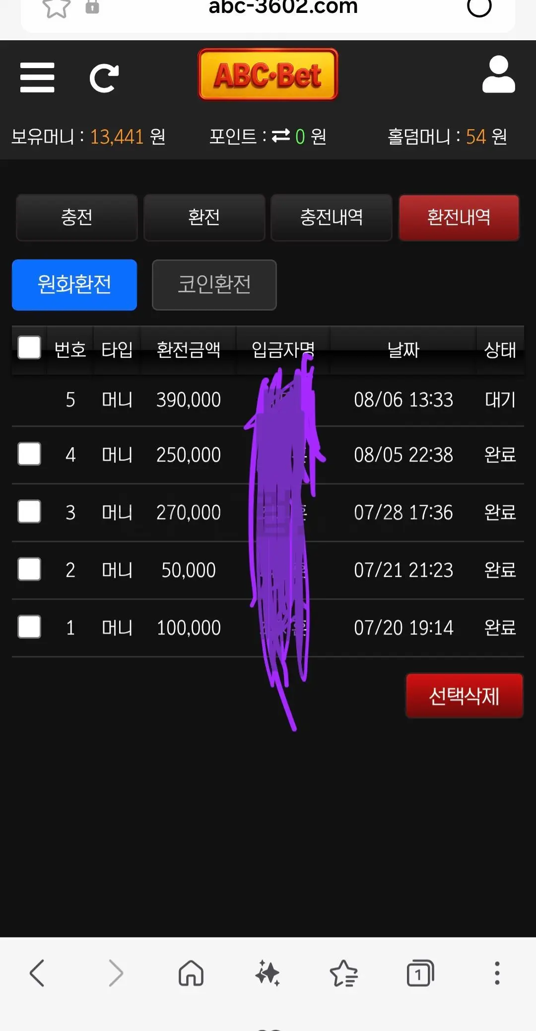 환전 인증사진