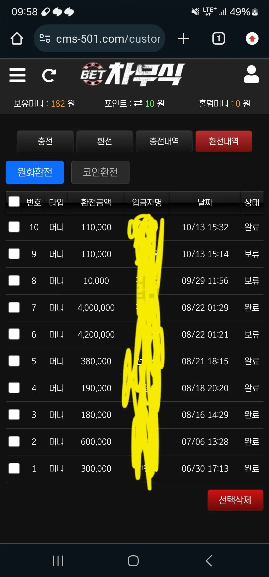 환전 인증사진