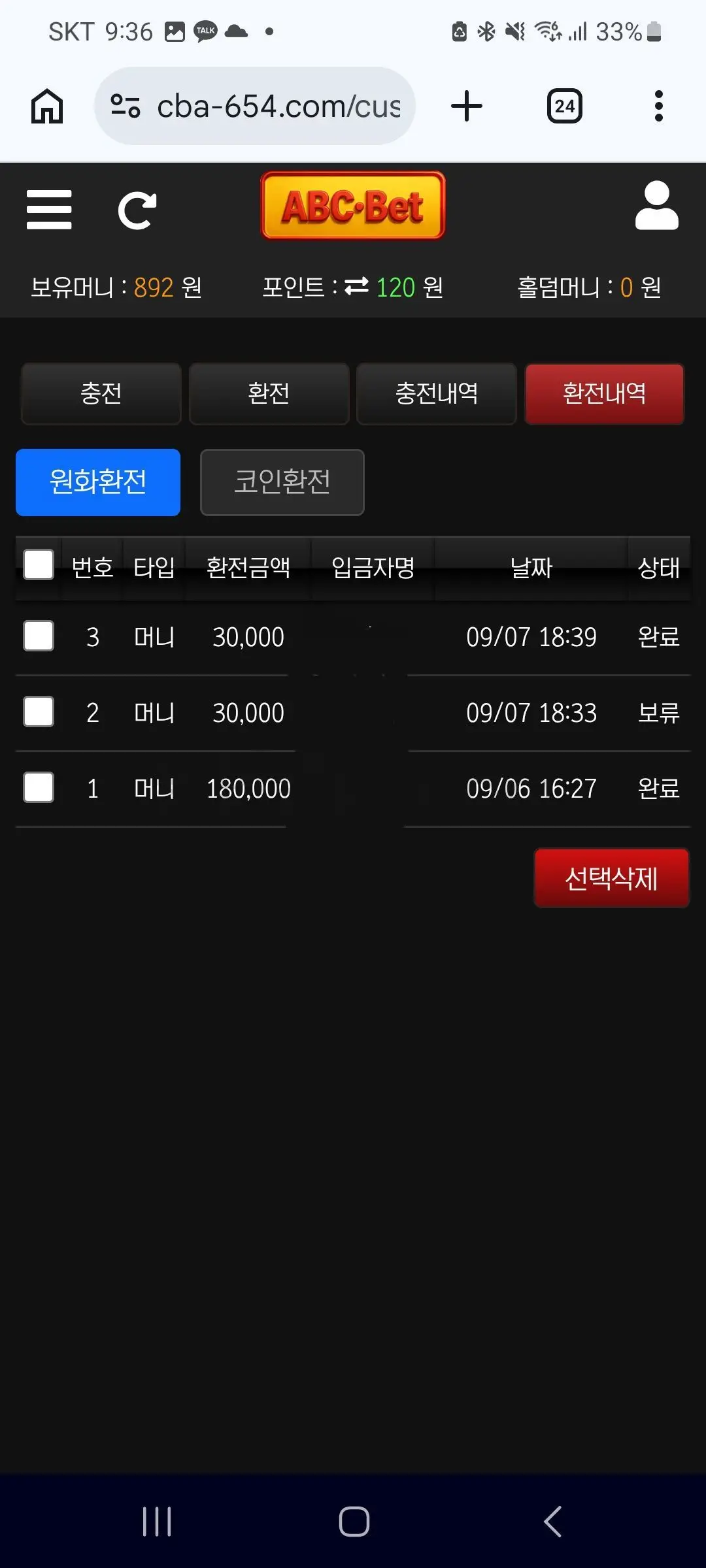 환전 인증사진